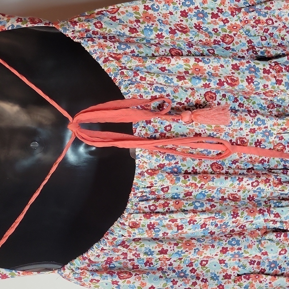 AaKaa Tiered Floral Criss-cross Back Midi Dress - Picture 7 of 10